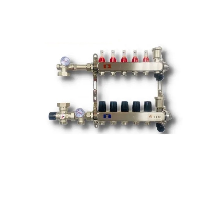 

Комплект для водяного теплого пола без насоса Коллектор 5 контуров (узел JH-1035), Комплект для водяного теплого пола БЕЗ НАСОСА