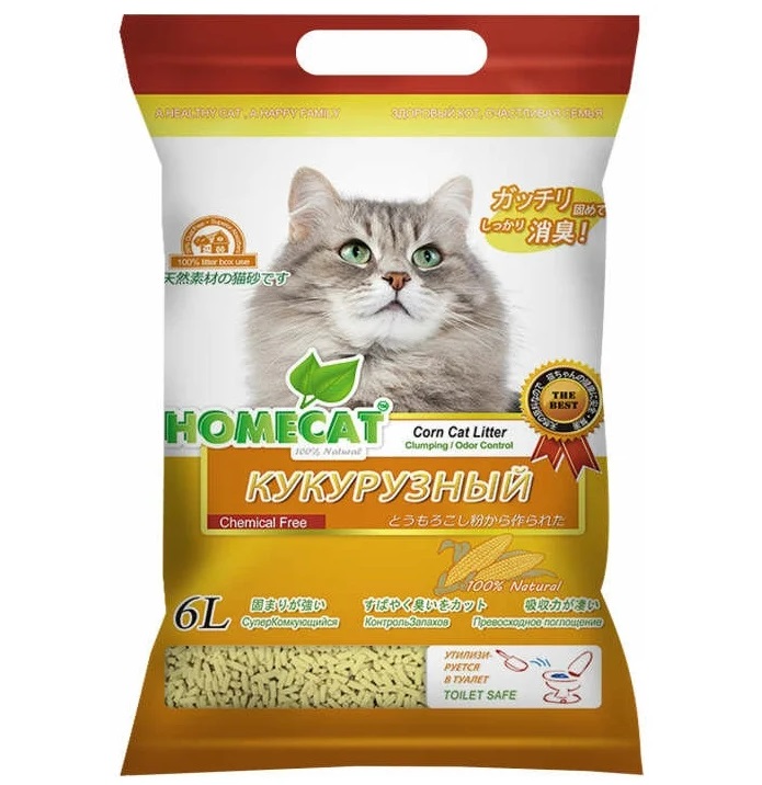 

Комкующийся наполнитель HOMECAT Ecoline растительный, 4 шт по 6 л