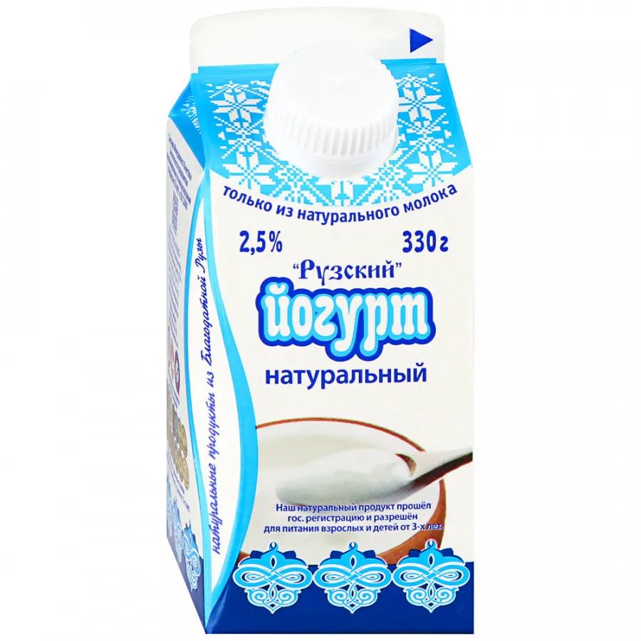 

Йогурт Рузский БЗМЖ натуральный, 2.5%, 330 г.