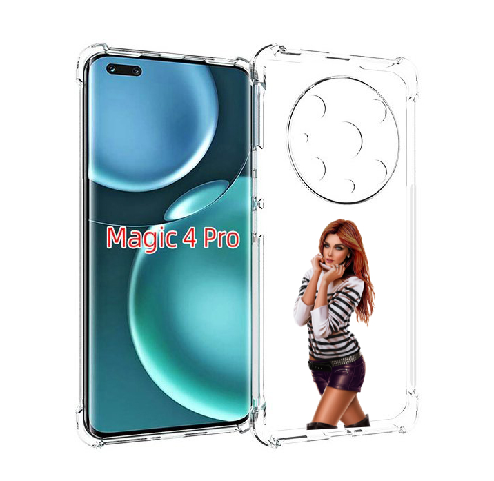 Чехол MyPads девушка-в-свитере-с-полоской для Honor Magic4 Pro