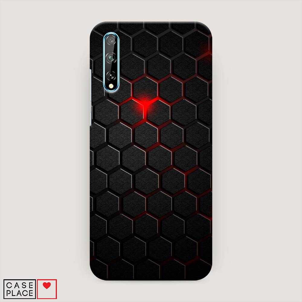 фото Чехол awog "фон соты красные" для huawei y8p