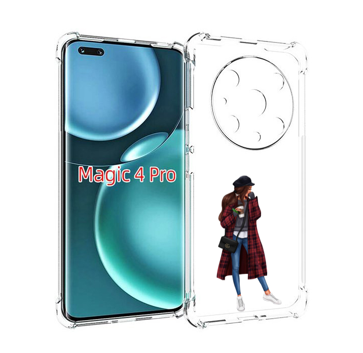 Чехол MyPads девушка-в-клетчатом-пальто для Honor Magic4 Pro