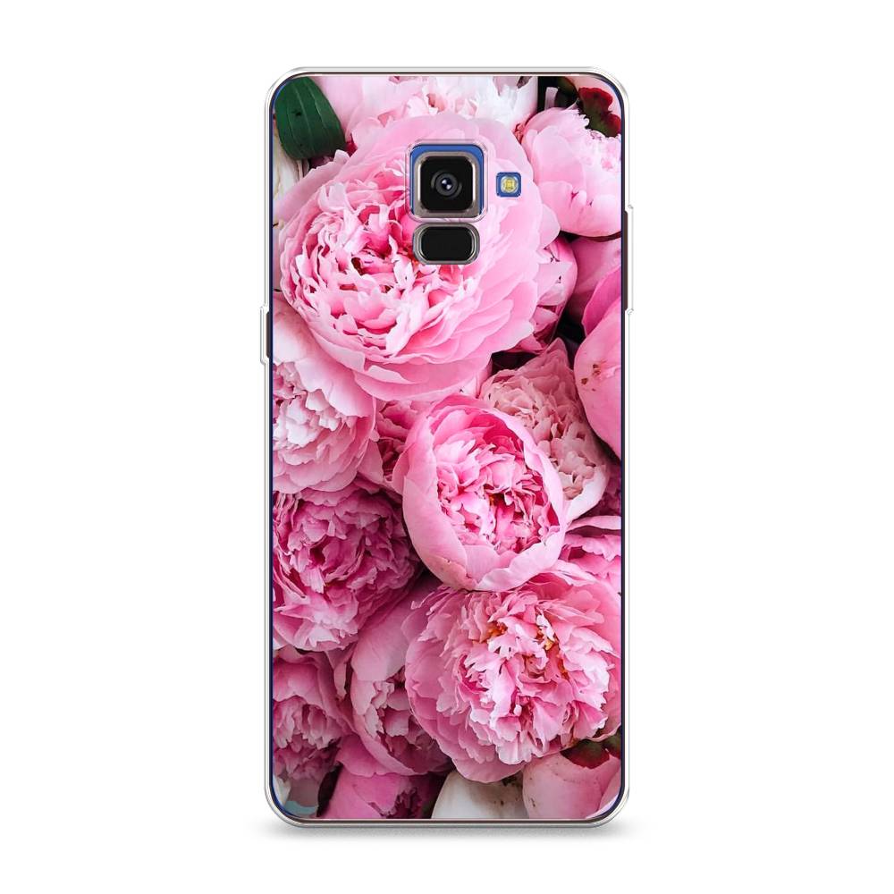 

Чехол на Samsung Galaxy A8 2018 "Розовые пионы", Бежевый;розовый, 25450-2