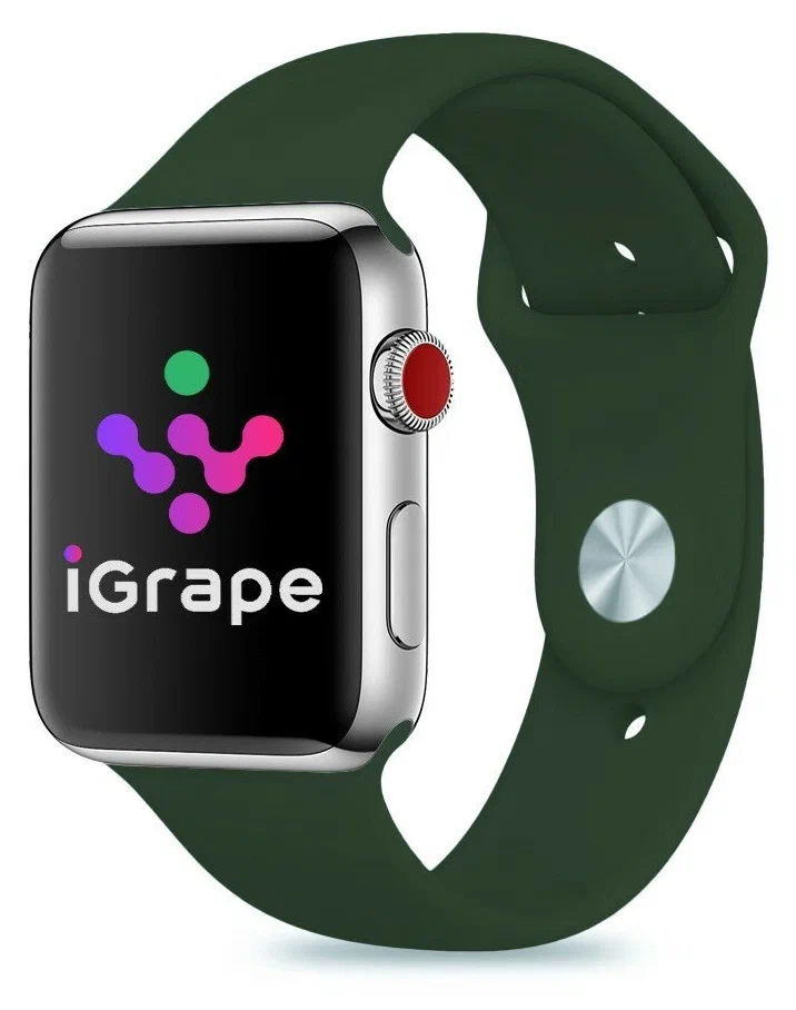 

Ремешок силиконовый для Apple Watch 38/40мм (64), хаки, на кнопке