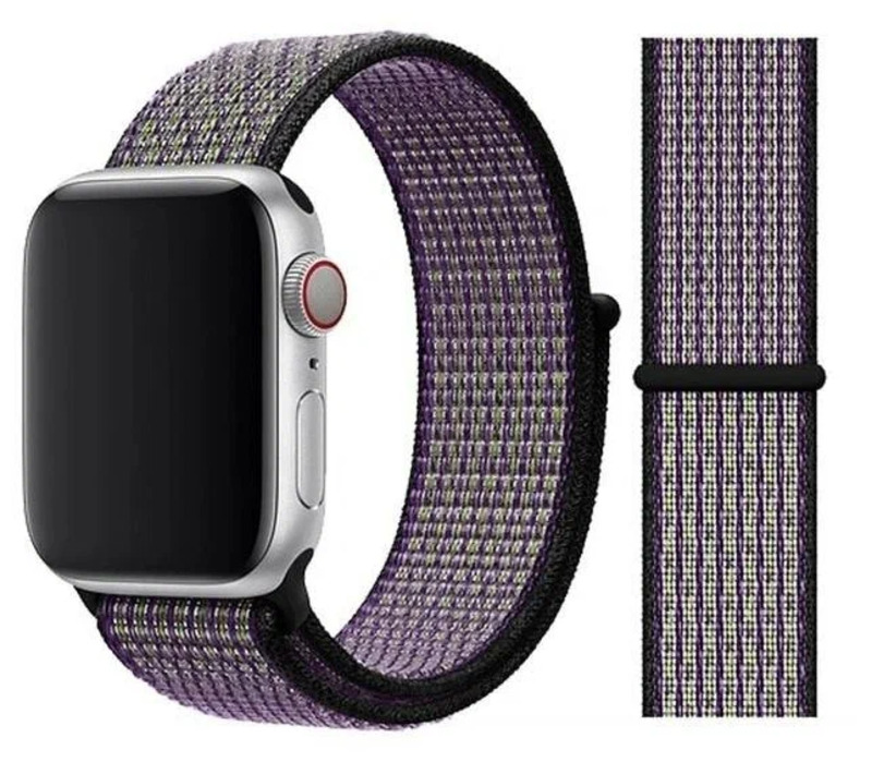 

Ремешок нейлоновый для Apple Watch 42/44мм (52), песочный+черный, на липучке
