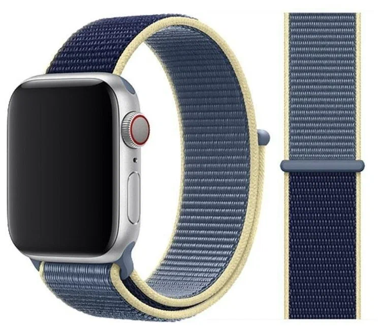 

Ремешок нейлоновый для Apple Watch 42/44мм (48), синяя аляска, на липучке