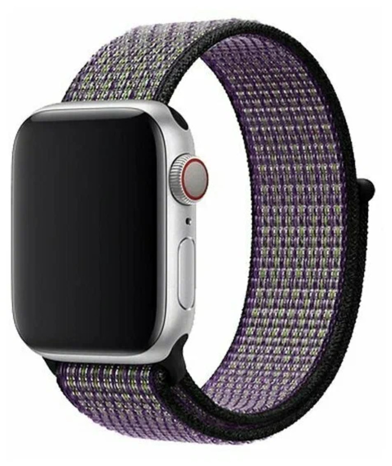 

Ремешок нейлоновый для Apple Watch 38/40мм (52), песочный+черный, на липучке