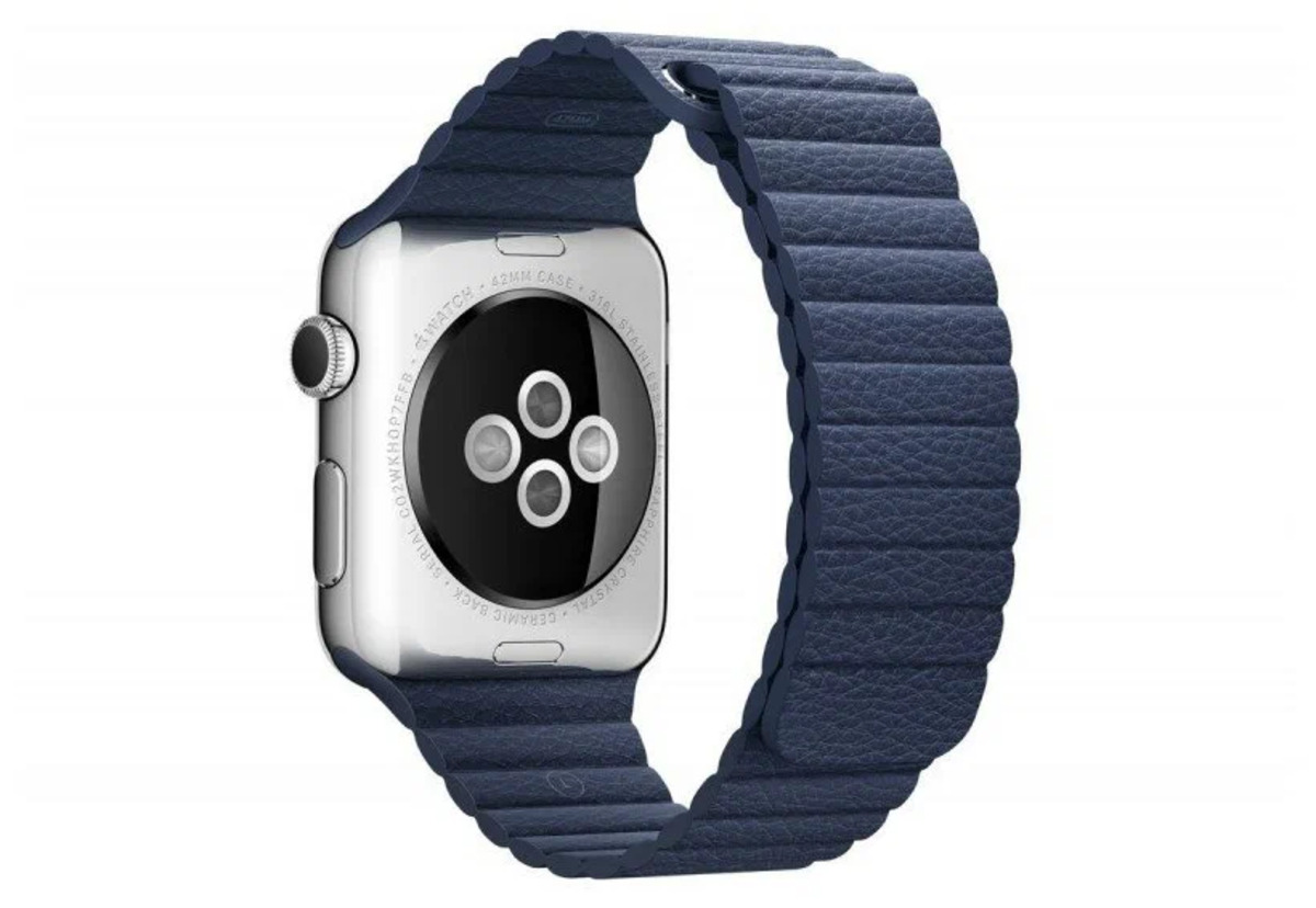 

Ремешок кожаный для Apple Watch 42/44мм (14), темно-синий, на магните
