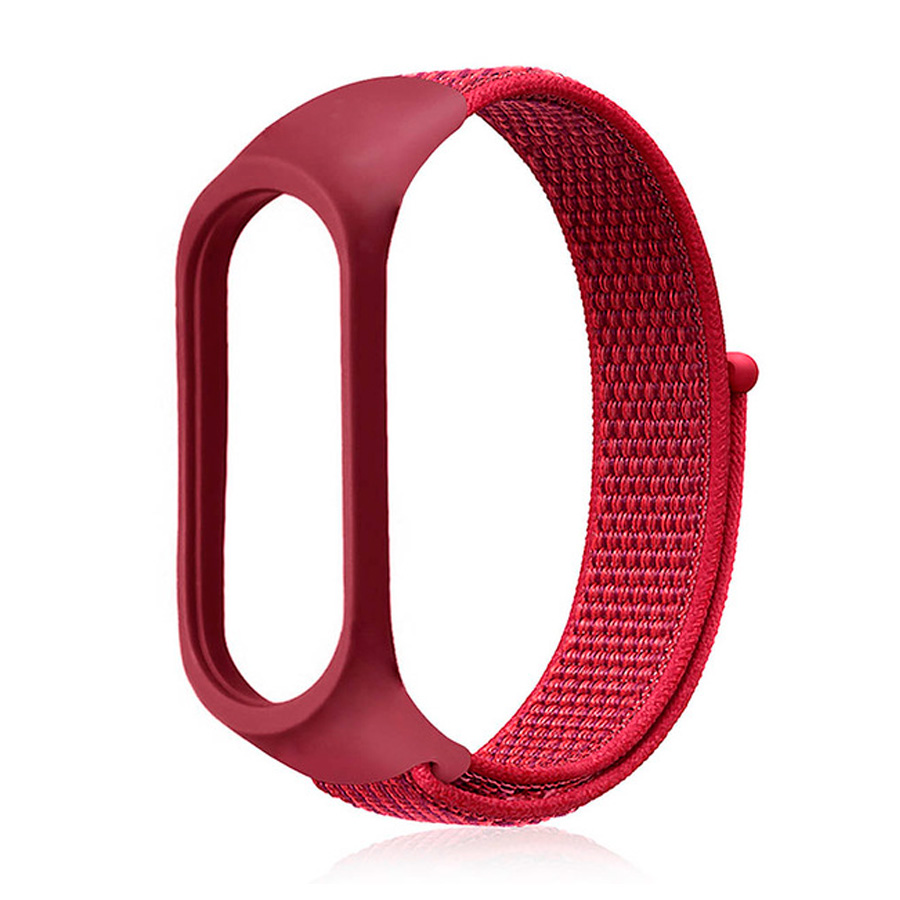 

Ремешок нейлоновый для Xiaomi Mi Band 3/4/5 (16), малиновый, на липучке