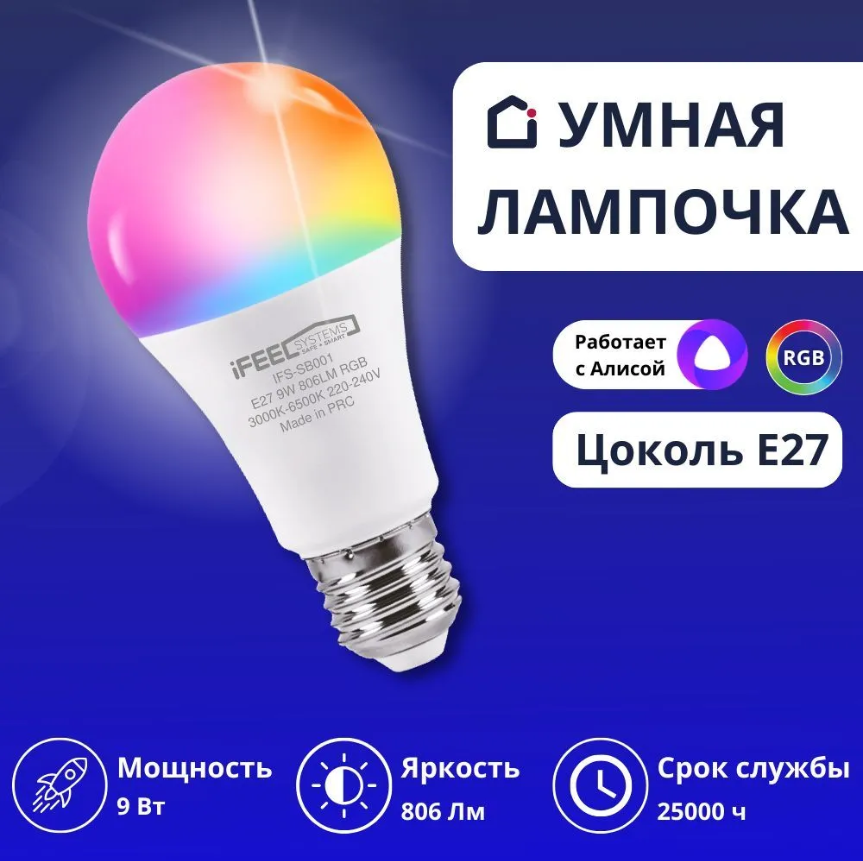 Умная лампочка iFEEL Globe Шар WiFi E27 IFS-SB001 умная лампочка nobrand smart rgb е27 с пультом управления