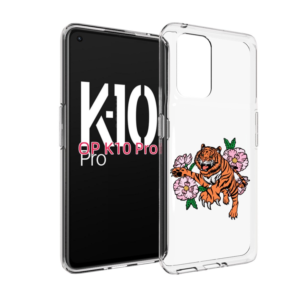 

Чехол MyPads тигры-цветочные для OPPO K10 Pro, Прозрачный, Tocco