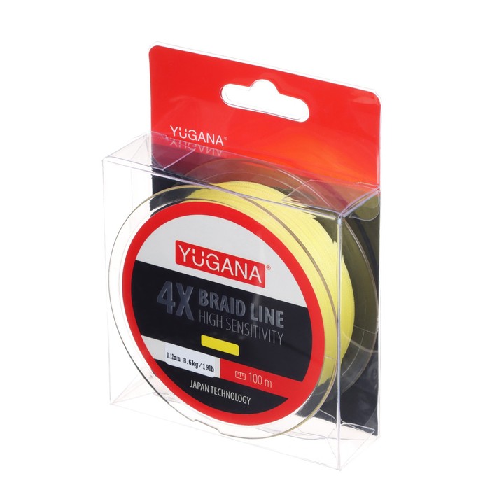 

Леска плетеная YUGANA X4 PE Yellow, 0.12 mm, 100 m, Желтый, X4 PE