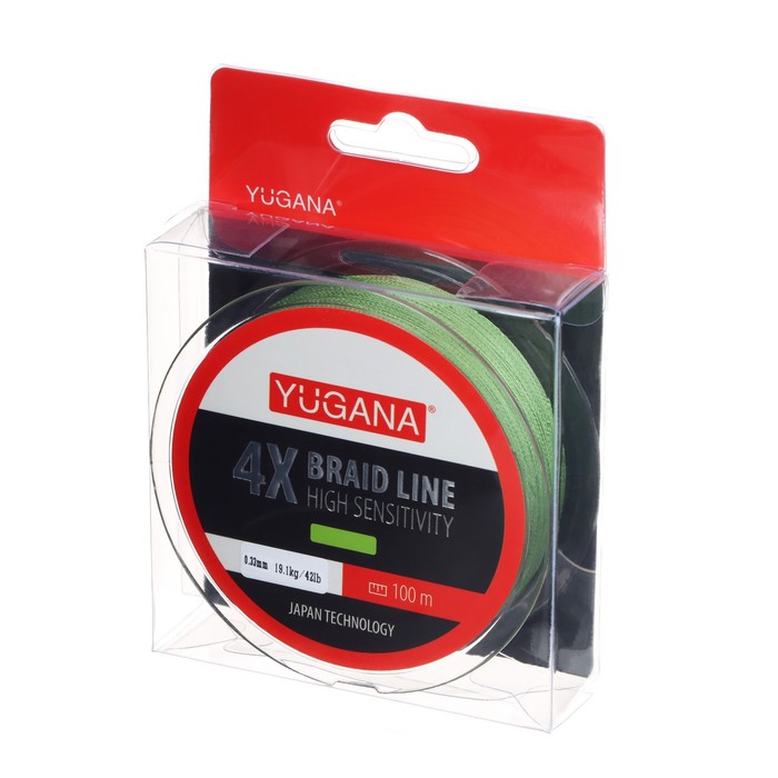 

Леска плетеная YUGANA X4 PE Green, 0.33 mm, 100 m, Зеленый, X4 PE