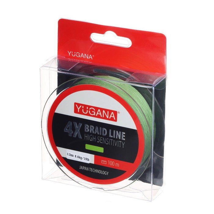 

Леска плетеная YUGANA X4 PE Green, 0.12 mm, 100 m, Зеленый, X4 PE