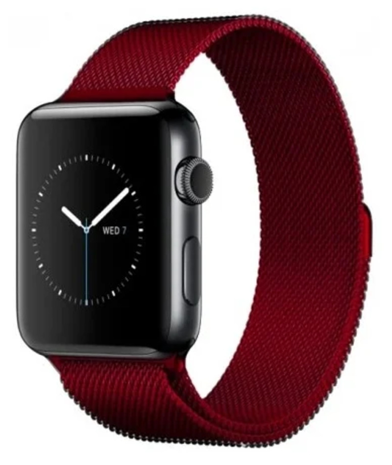 

Ремешок миланcкий из нержавеющей стали для Apple Watch 42/44мм (8), бордовый, на