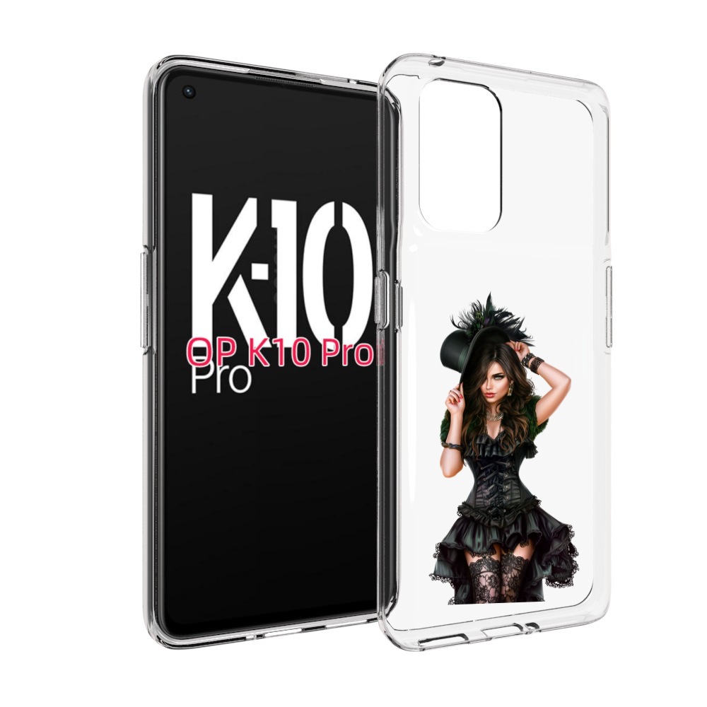 

Чехол MyPads стройная-девушка-в-черном-платье для OPPO K10 Pro, Прозрачный, Tocco