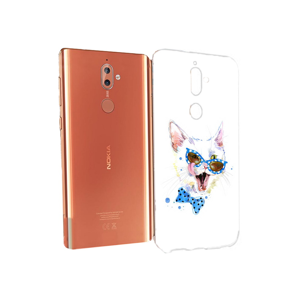 

Чехол MyPads Tocco для Nokia 9 белый кот (PT126479.94.229), Прозрачный, Tocco