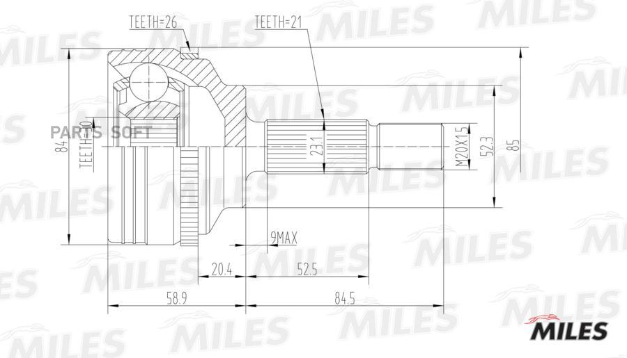 

Шрус Наружный С Abs Renault Logan/Clio (Gkn 303228) Ga20387 Miles арт. GA20387