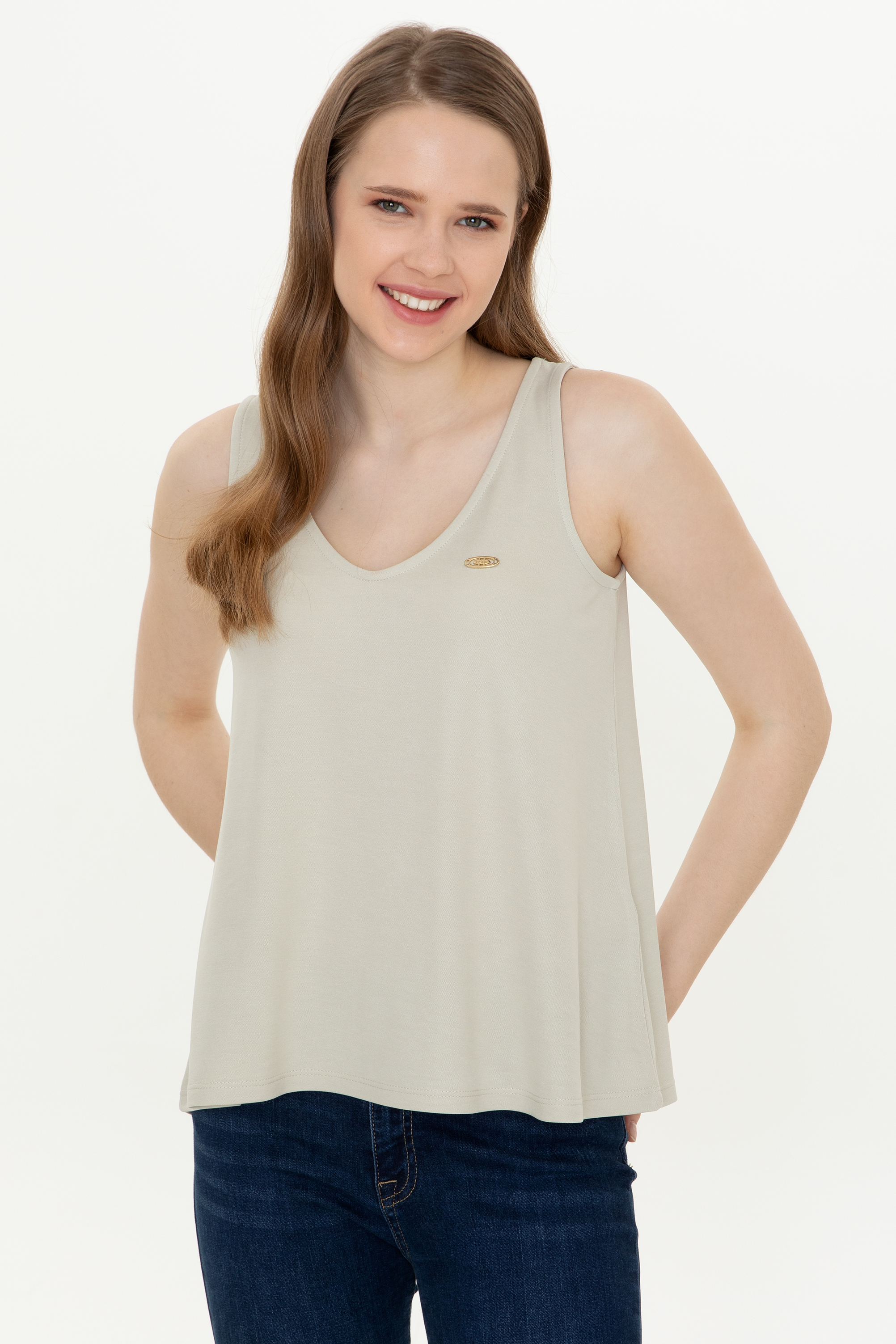 

Майка женская U.S. POLO Assn. G082SZ0110FATLE бежевая S, Бежевый, G082SZ0110FATLE