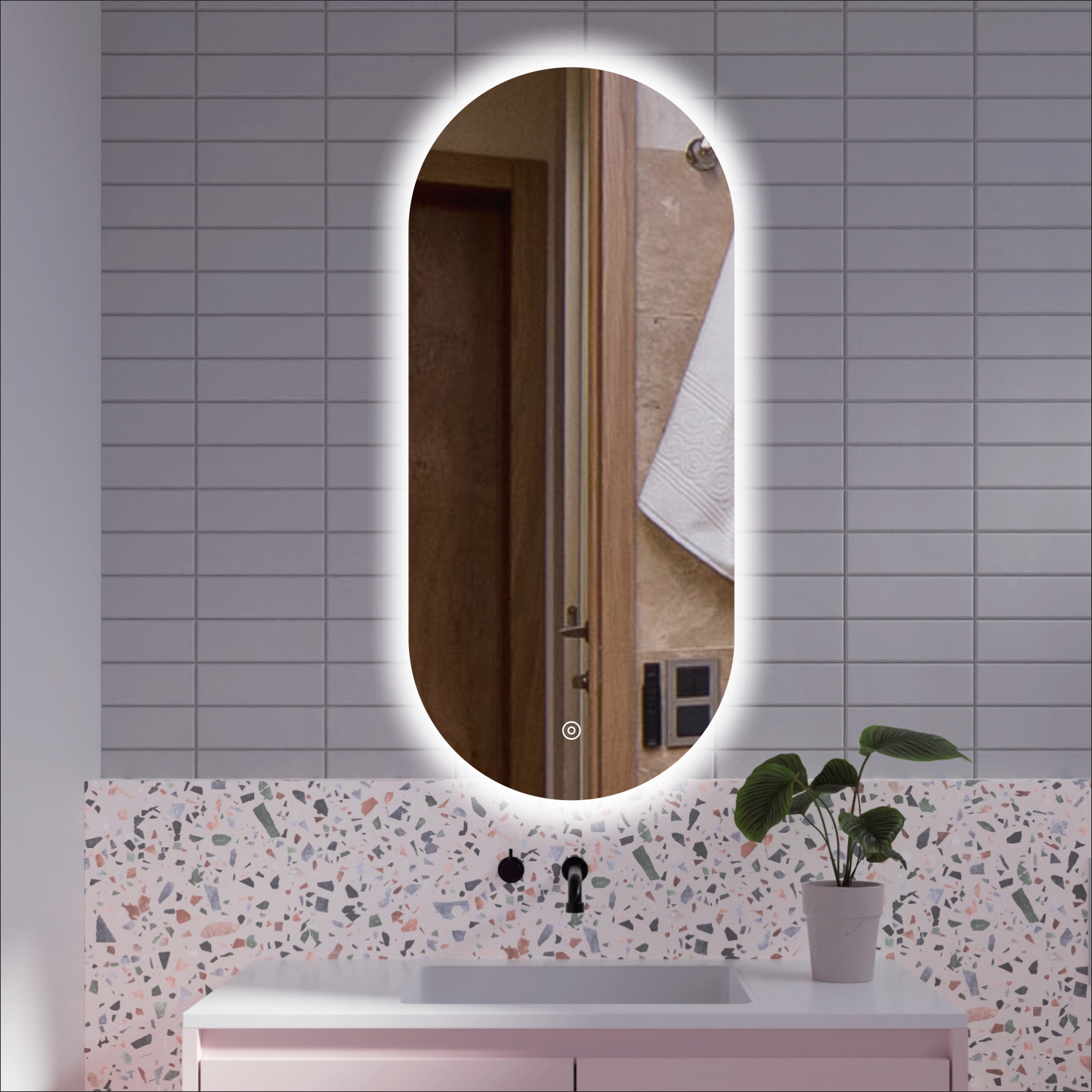 фото Зеркало для ванной alfa mirrors с холодной подсветкой 6500к овальное 40х90см, арт. an-49h