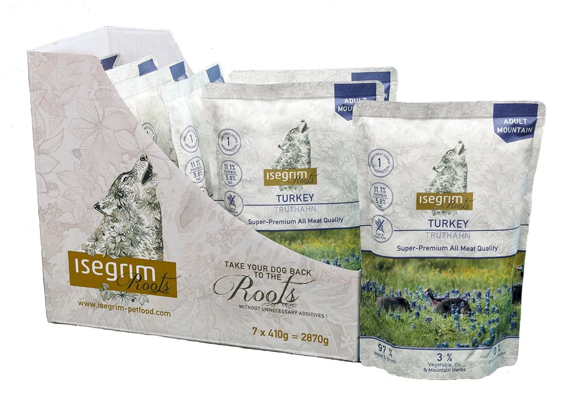 

Влажный корм для собак Isegrim Roots, индейка, 7шт, 410г