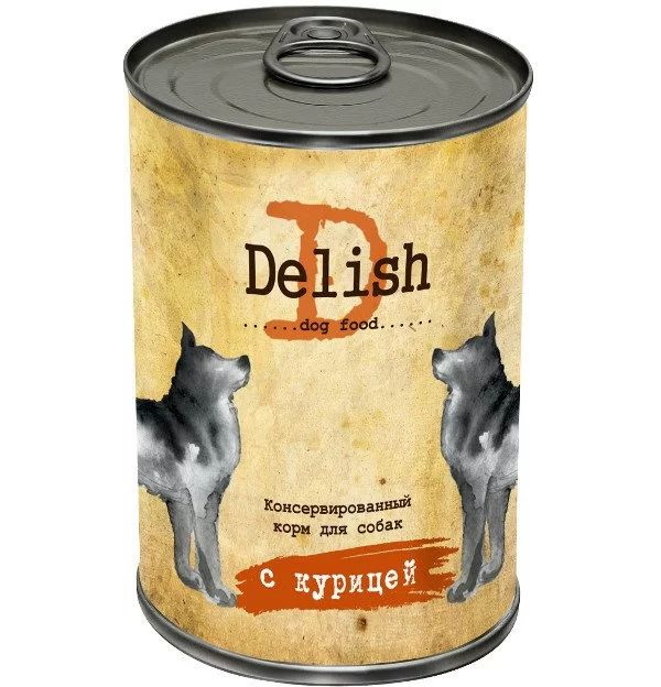 фото Влажный корм для собак delish, курица, 9шт, 400г