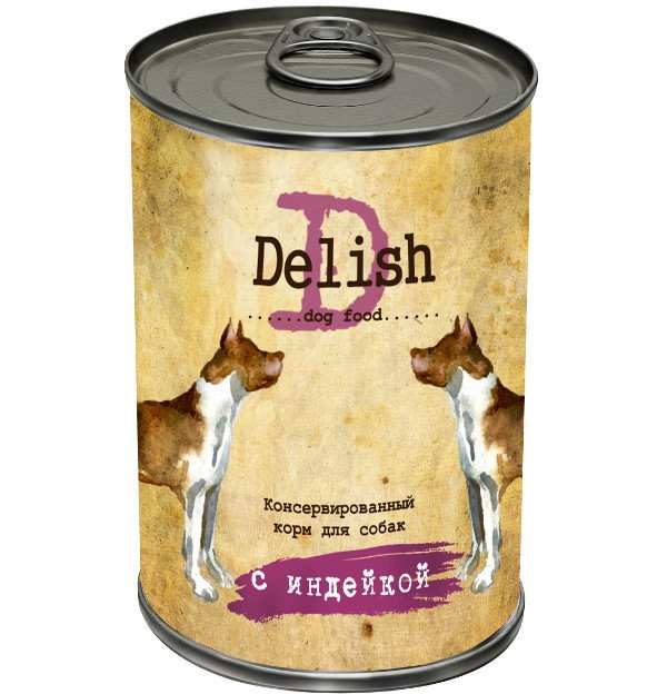 фото Влажный корм для собак delish, индейка, 9шт, 400г