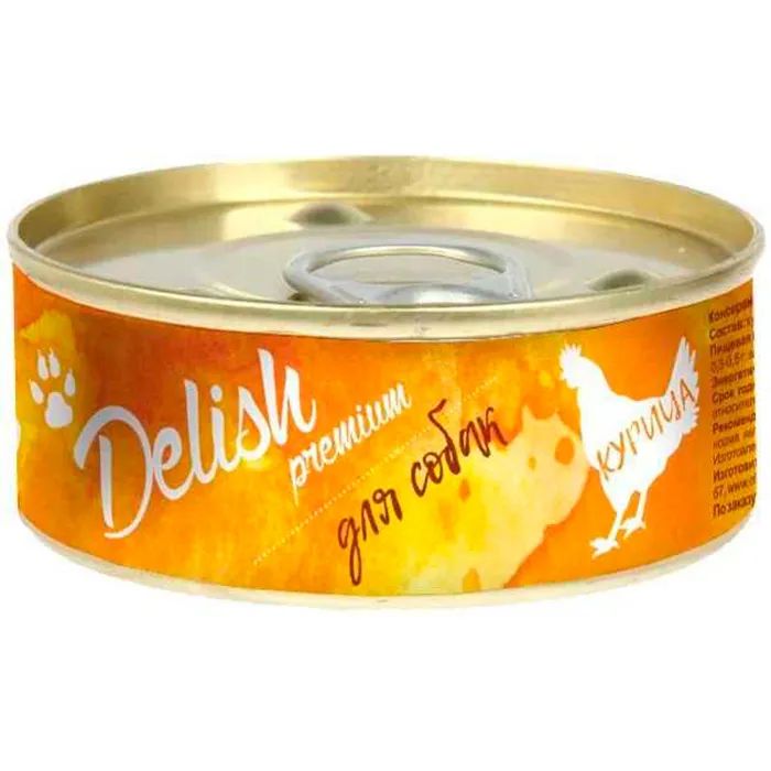 Консервы для собак Delish Premium, курица, 24шт по 100г