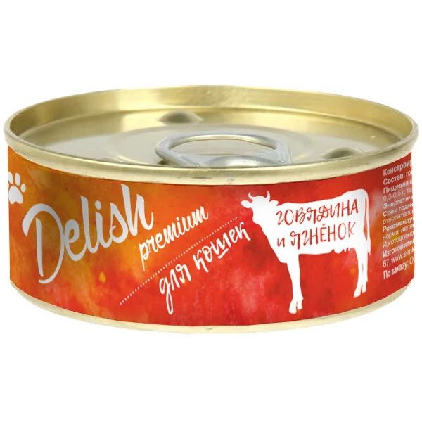 фото Влажный корм для кошек delish premium, говядина, ягненок, 24шт, 100г