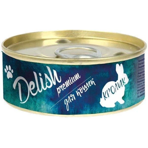 фото Влажный корм для кошек delish premium, кролик, 24шт, 100г