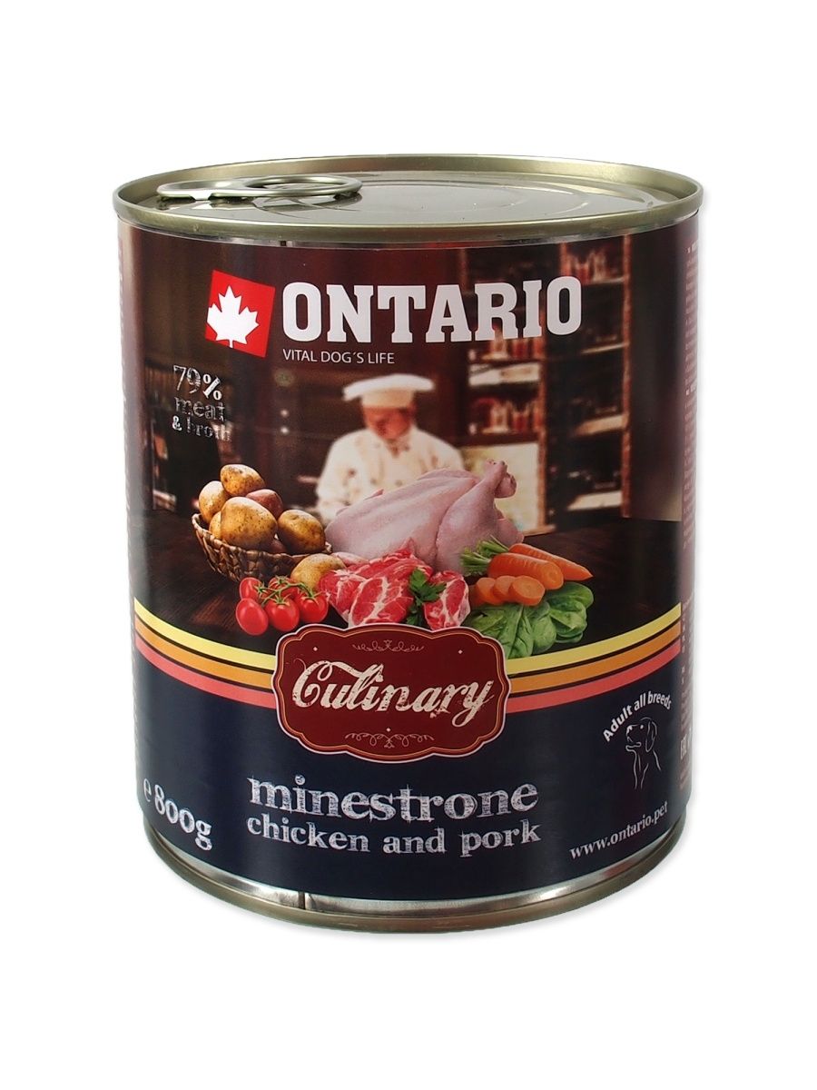 фото Влажный корм для собак ontario culinary, курица, свинина, 6шт, 800г