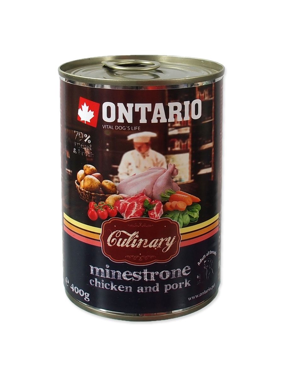 фото Влажный корм для собак ontario culinary, курица, свинина, 6шт, 400г