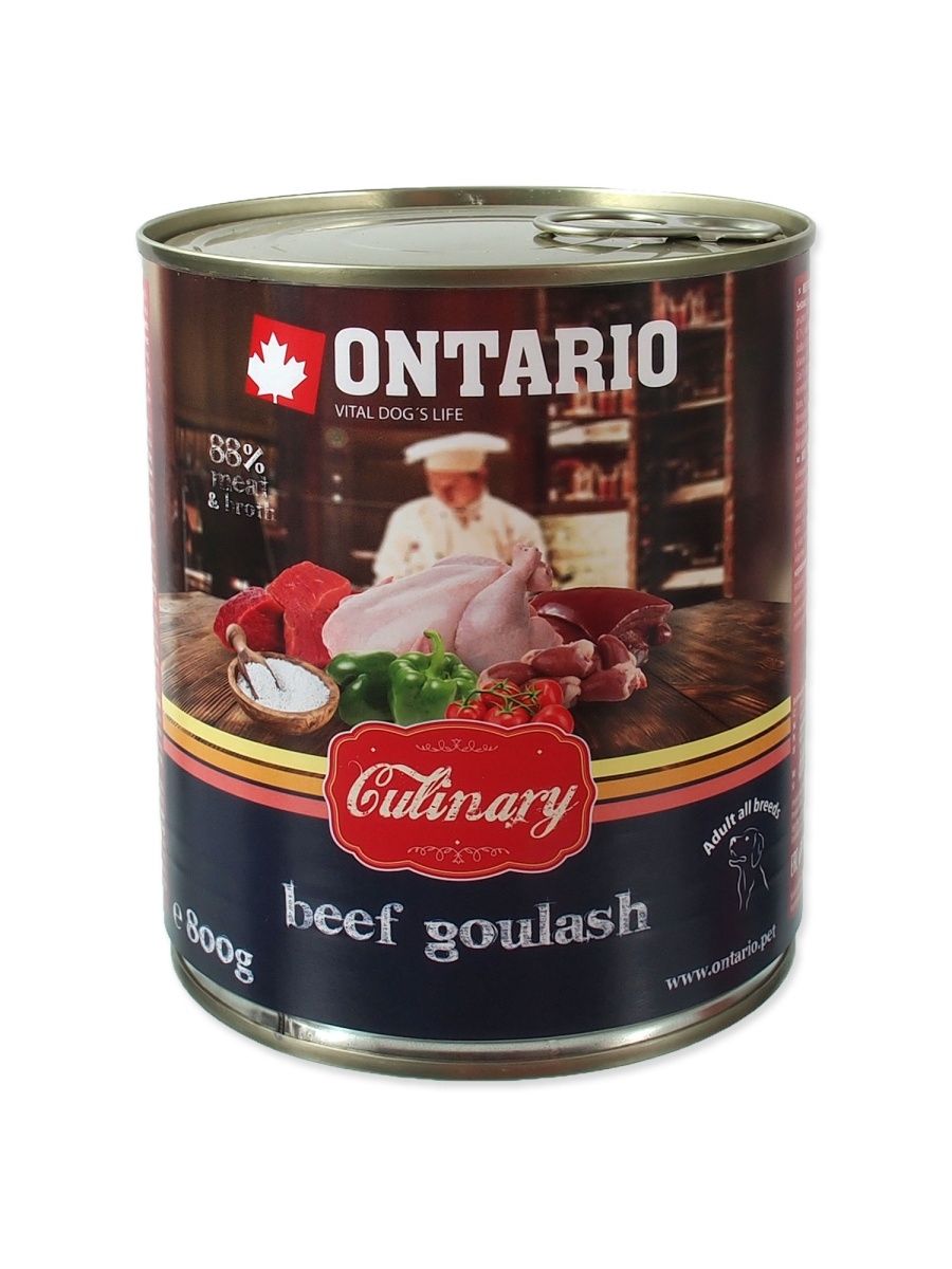 фото Влажный корм для собак ontario culinary, говядина, 6шт, 800г