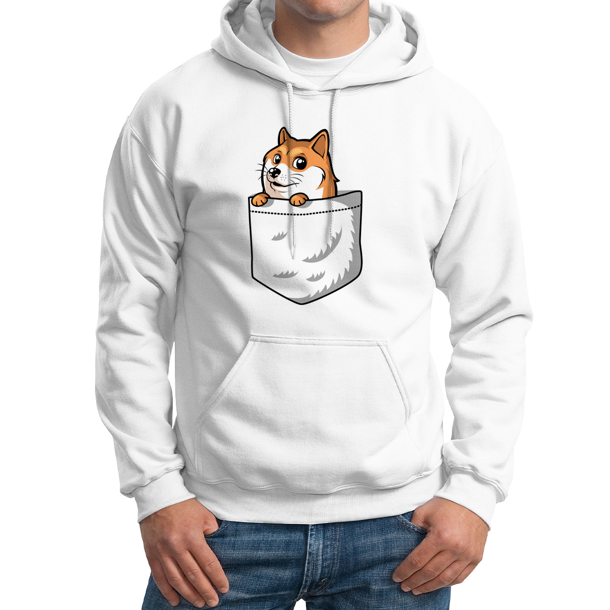 

Худи унисекс CoolPodarok Корги в кармане белое 50 RU, Белый, 0M015880