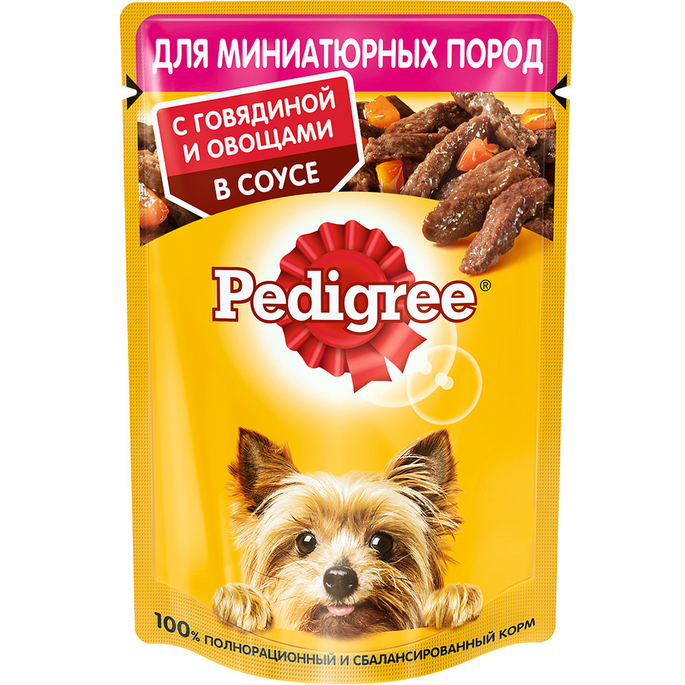 фото Влажный корм для собак pedigree для миниатюрных пород , говядина, овощи, 85г