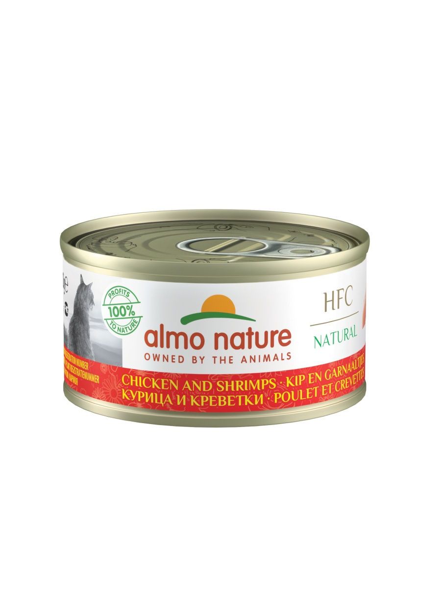 Консервы для кошек Almo Nature HFC Nature, курица, креветки, 24шт по 150г