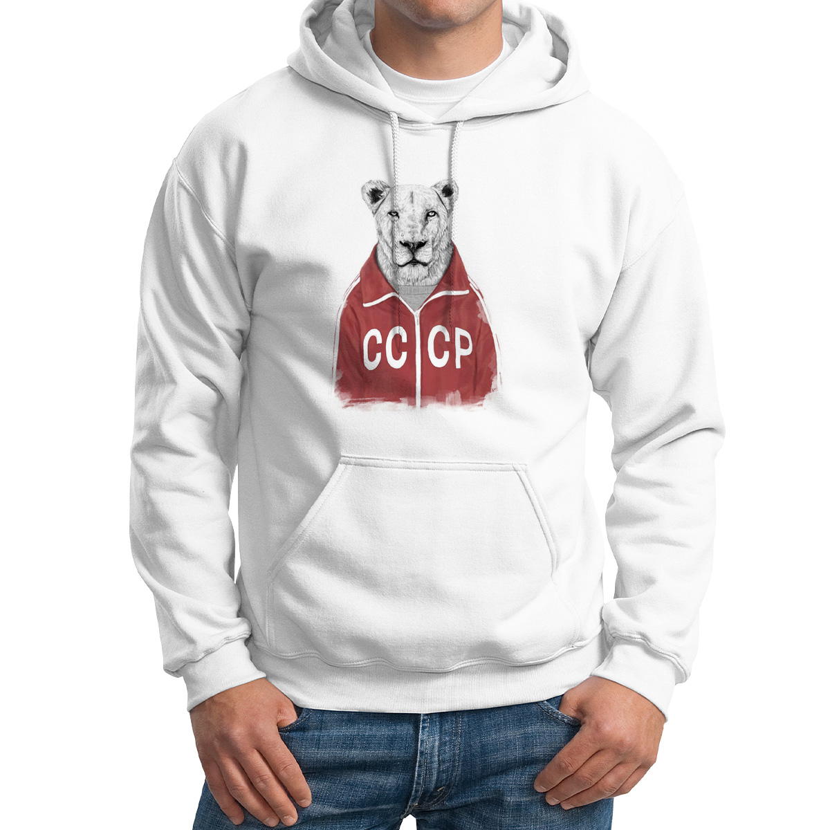

Худи унисекс CoolPodarok Львица в олимпийке СССР белое 50 RU, 0M015865
