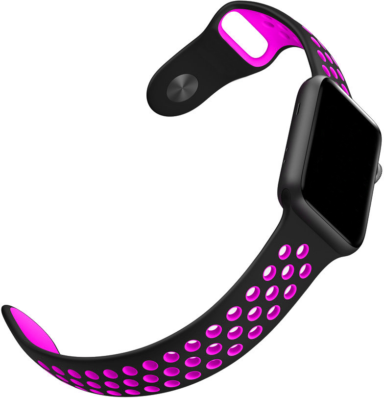 

Ремешок силиконовый перфорированный NK для Apple Watch 42/44мм (7), черный+розовый