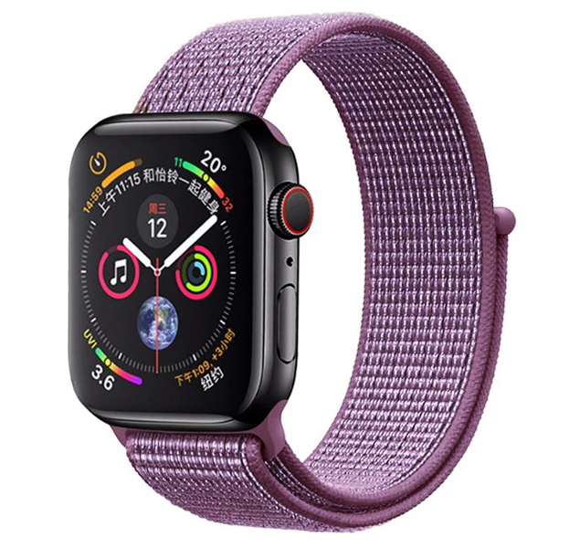 

Ремешок нейлоновый для Apple Watch 38/40мм (7), фиолетовый дым, на липучке