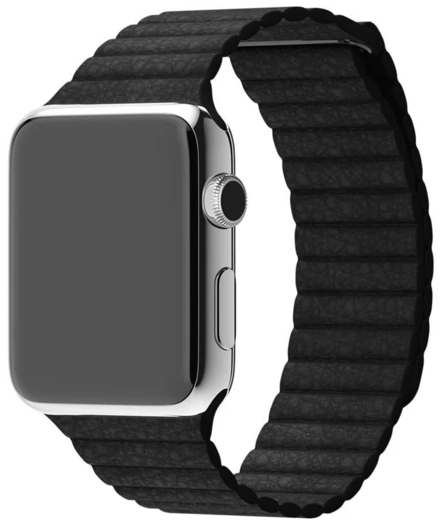 

Ремешок кожаный для Apple Watch 42/44мм (7), черный, на магните