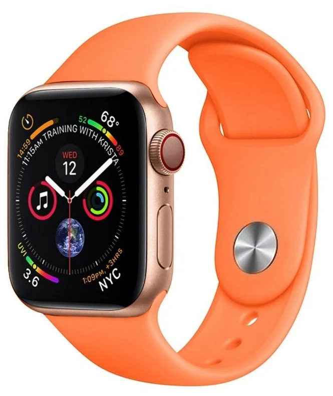 

Ремешок силиконовый для Apple Watch 38/40мм (56), папайя, на кнопке