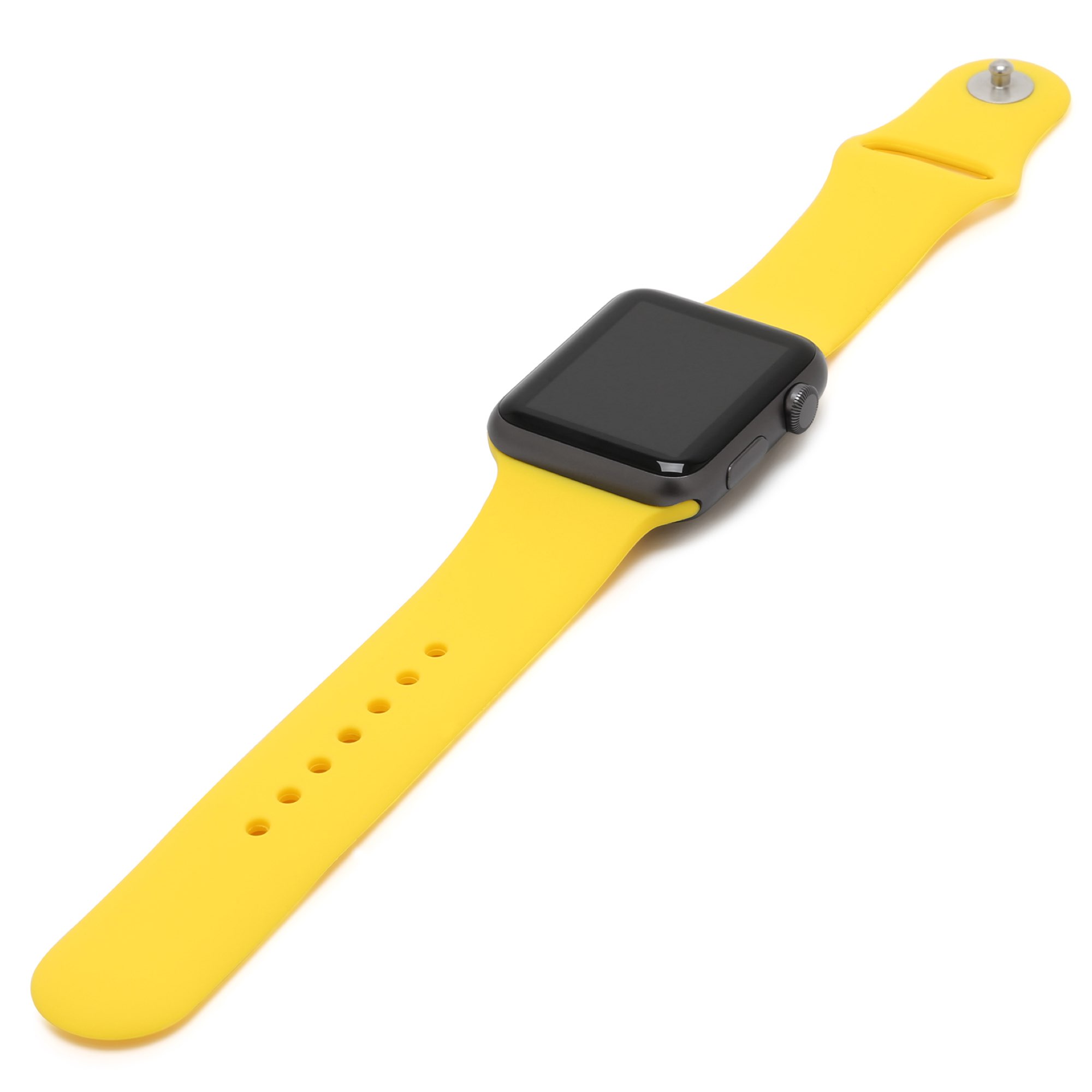 фото Ремешок силиконовый для apple watch 42/44мм (55), канареечно желтый, на кнопке nobrand