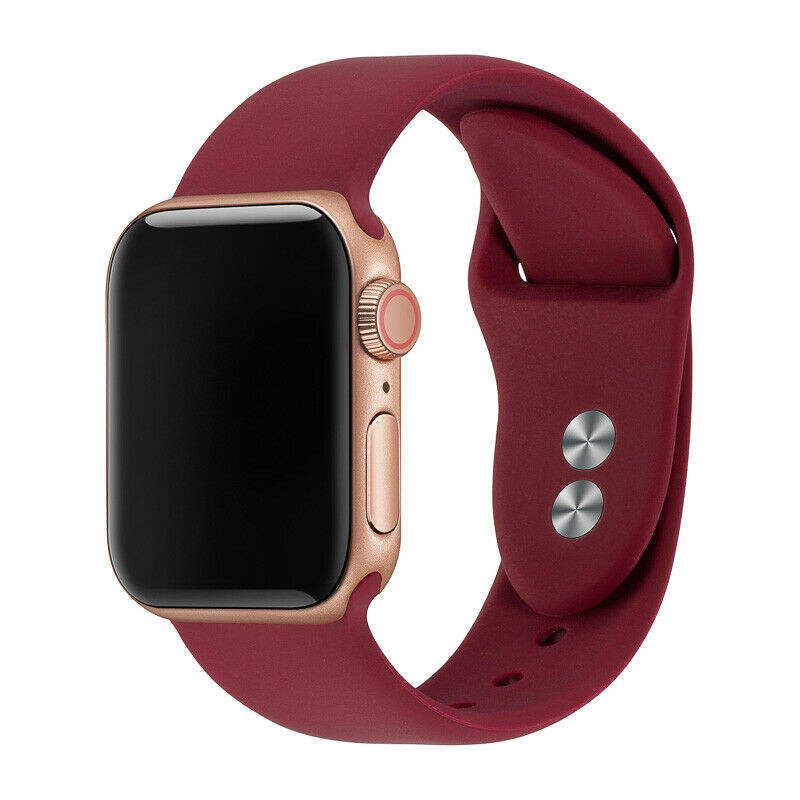 

Ремешок силиконовый для Apple Watch 38/40мм (52), бордовый, на кнопке