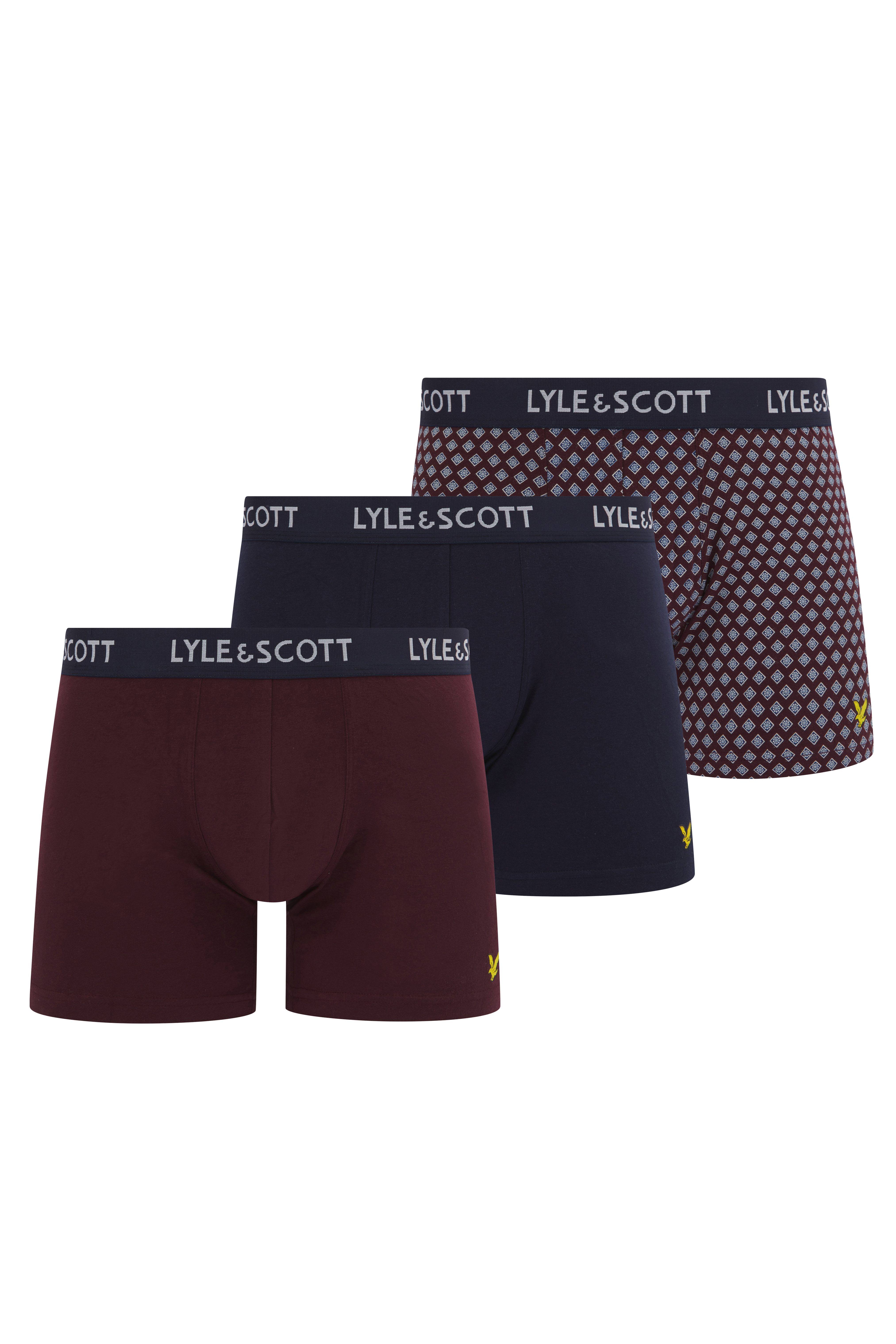 комплект трусов мужских Lyle & Scott ELLIOT бордовых XXL, 3 шт.