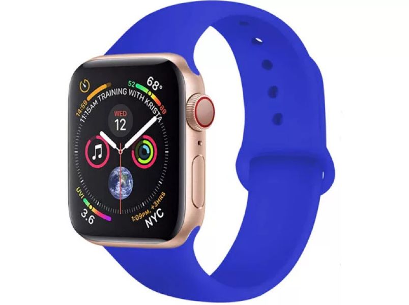 

Ремешок силиконовый для Apple Watch 42/44мм (40), сине-фиолетовый, на кнопке