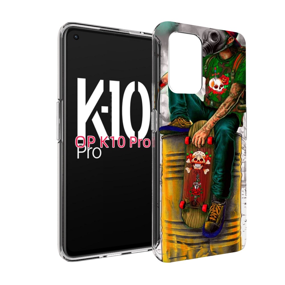 

Чехол MyPads скейтер в противогазе для OPPO K10 Pro, Прозрачный, Tocco