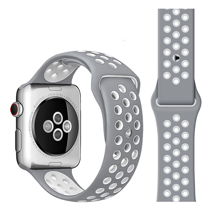 

Ремешок силиконовый перфорированный NK для Apple Watch 42/44мм (4), серый+белый, н