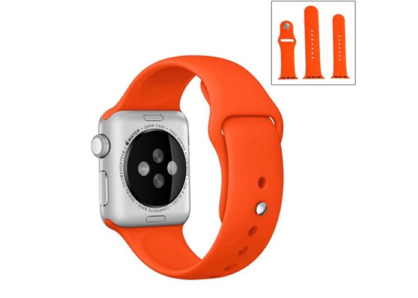 фото Ремешок силиконовый для apple watch 42/44мм (39), розово-красный, на кнопке nobrand