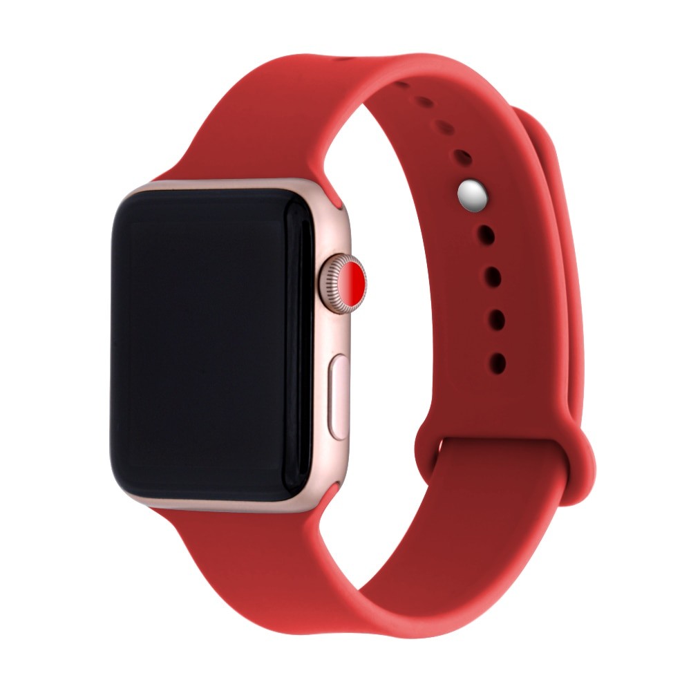 фото Ремешок силиконовый для apple watch 38/40мм (39), розово-красный, на кнопке nobrand