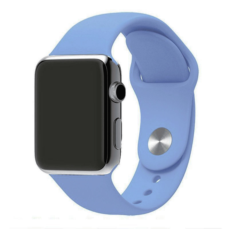 

Ремешок силиконовый для Apple Watch 38/40мм (38), джинсовый синий, на кнопке